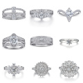 Trade Assurance Engagement Wedding Rings 925 Silver Diamond Ring for Women